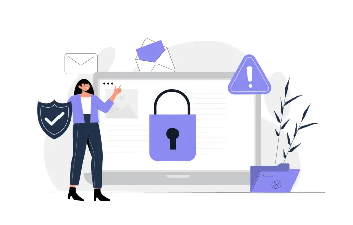 The Concept of Online Cyber Data Security 2D Design Illustration